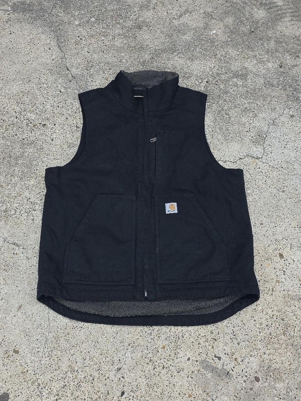 Carhartt Men's Washed Duck Mock Neck Sherpa Lined Vest Size Medium